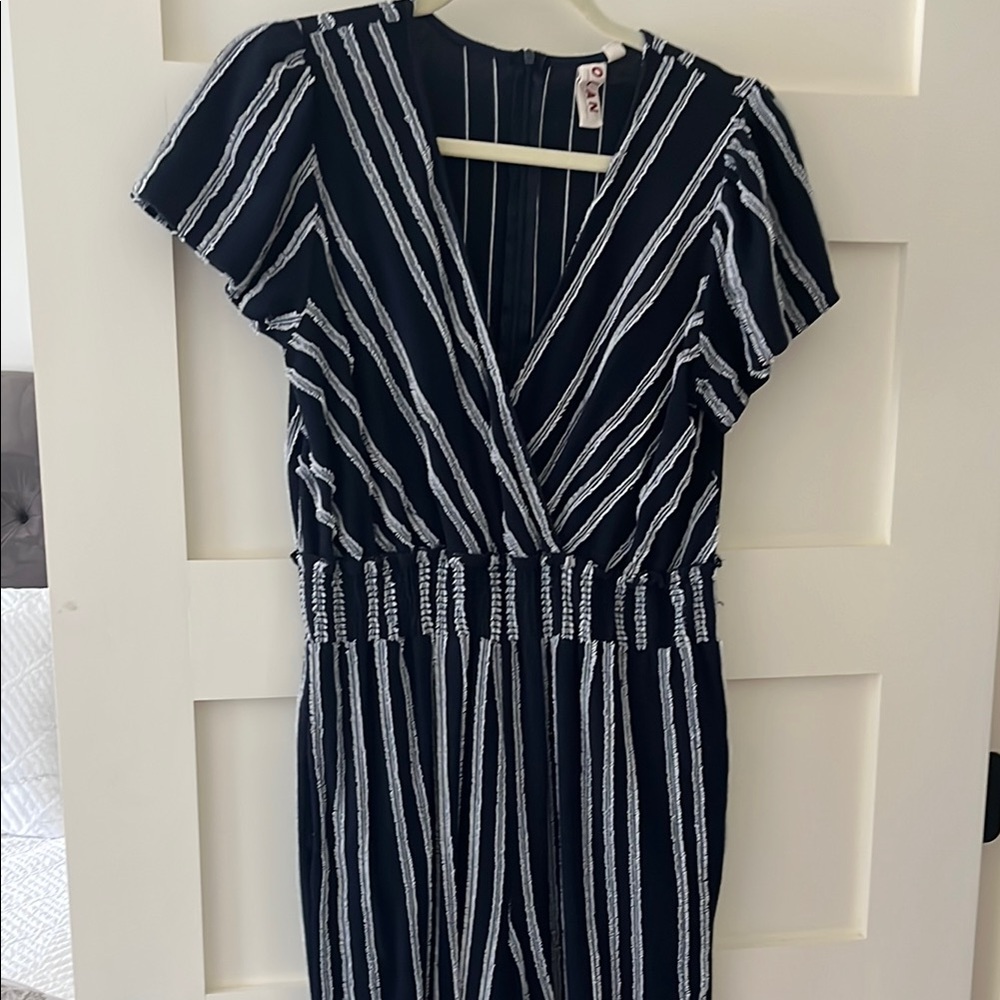 Navy and White Striped jumpsuit - comfy and flattering